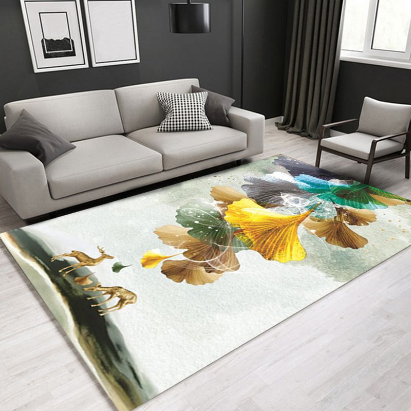 Glam Modern Rug Multi Color 3D Plant Print Rug Pet Friendly Non-Slip Machine Washable Rug for Living Room