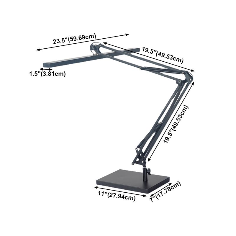 Linear Night Table Lamp Modern Style Metal 1 Light Nightstand Lamp in Black