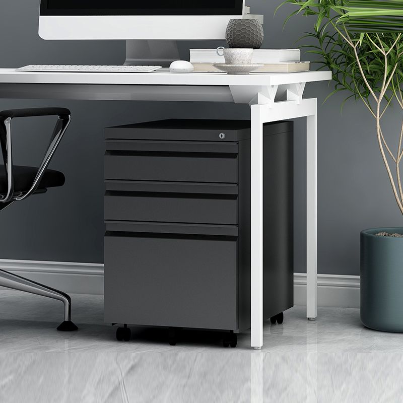 Contemporary File Cabinets Metal Frame File Pedestal with Key Lock for Office