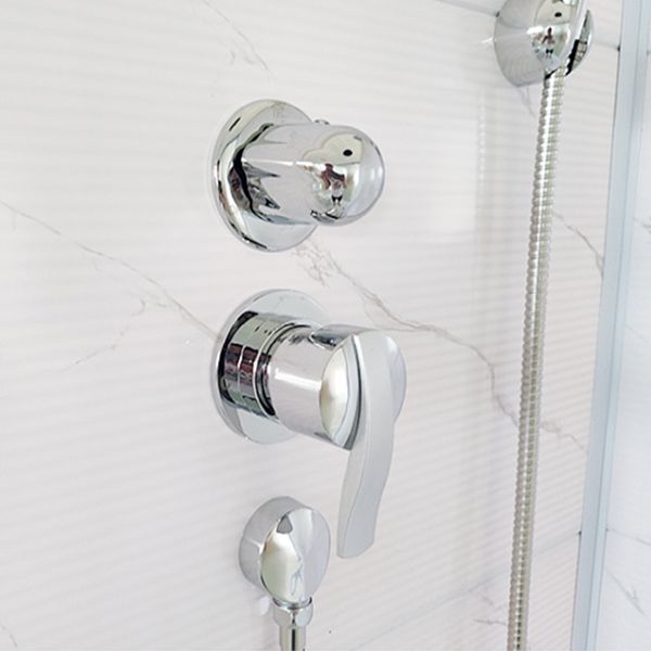 White Rectangle Shower Stall with Shower Base Tempered Glass Shower Stall