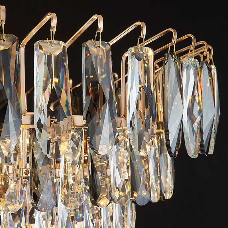 Contemporary Kitchen Island Lighting Oval Chandelier Lighting Fixtures with Crystal Shade