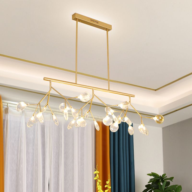 Minimalist Firefly Island Lamp Glass 27-Bulb Dining Room Suspended Lighting Fixture