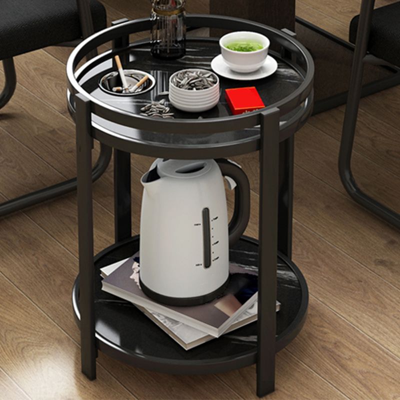 Glam Metal Storage End Table Double Tier Side Table for Living Room