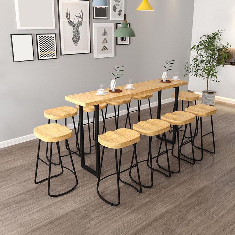 Modern Backrest Counter Stool Iron Milk Tea Shop Bar Stool with Wooden Seat and Pedal