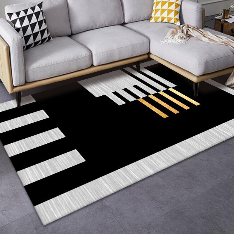 Tapis de tapis moderne en or tapis lavable en polyester pour le salon