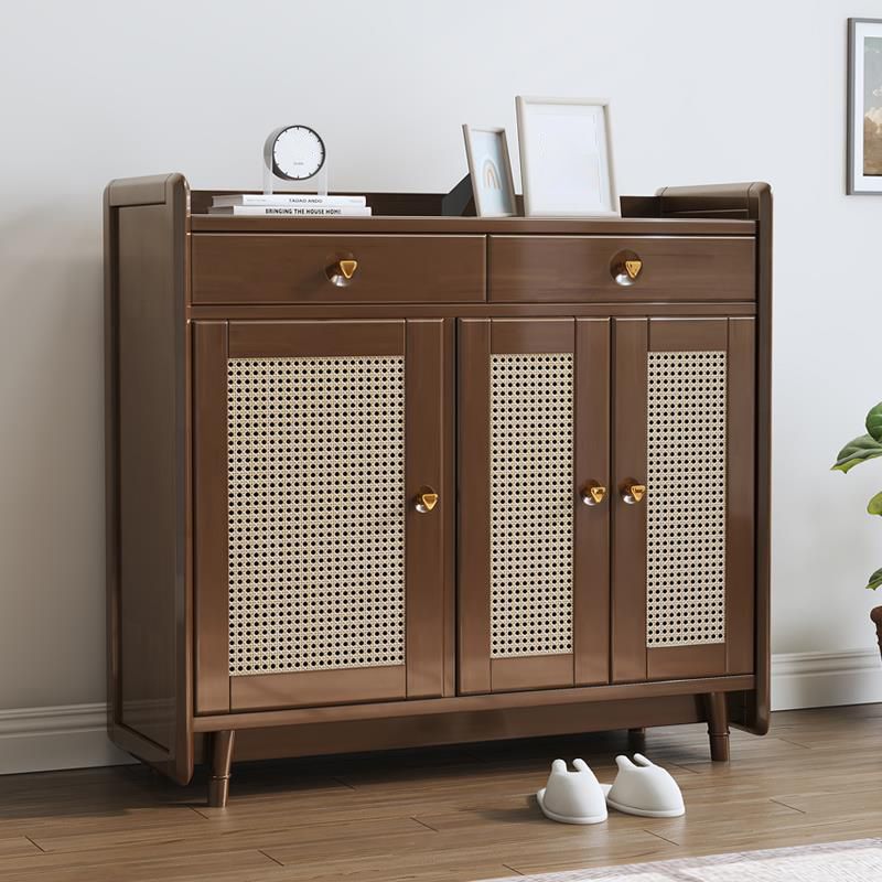 2 - Drawer and 2-Door Cabinet 42.5" Tall Rattan Storage Cabinet