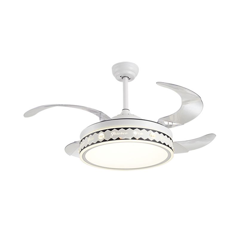 Drum Shade 4-Blade Hanging Lüfterlampe Einfache LED White Semi Flush Mount, 20 "breit
