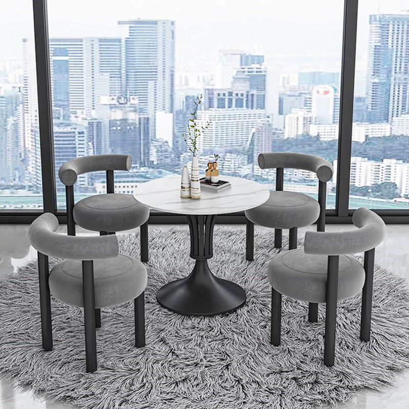Modern Style Round Dining Table Sintered Stone Table with Pedestal Base