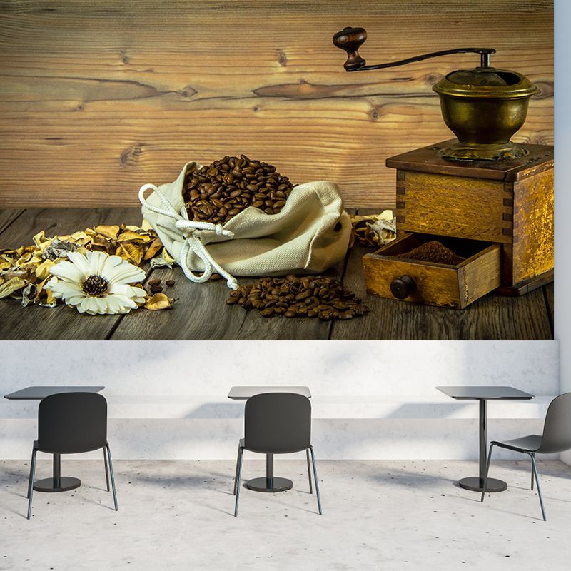 Coffee Beans Wallpaper Mural Stain Resistant Modernist Coffee Shop Wall Decor