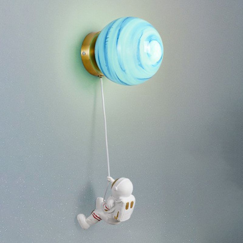 Flush Mount Metal Lighting Children Globe Shaded Wall Light for Bedroom
