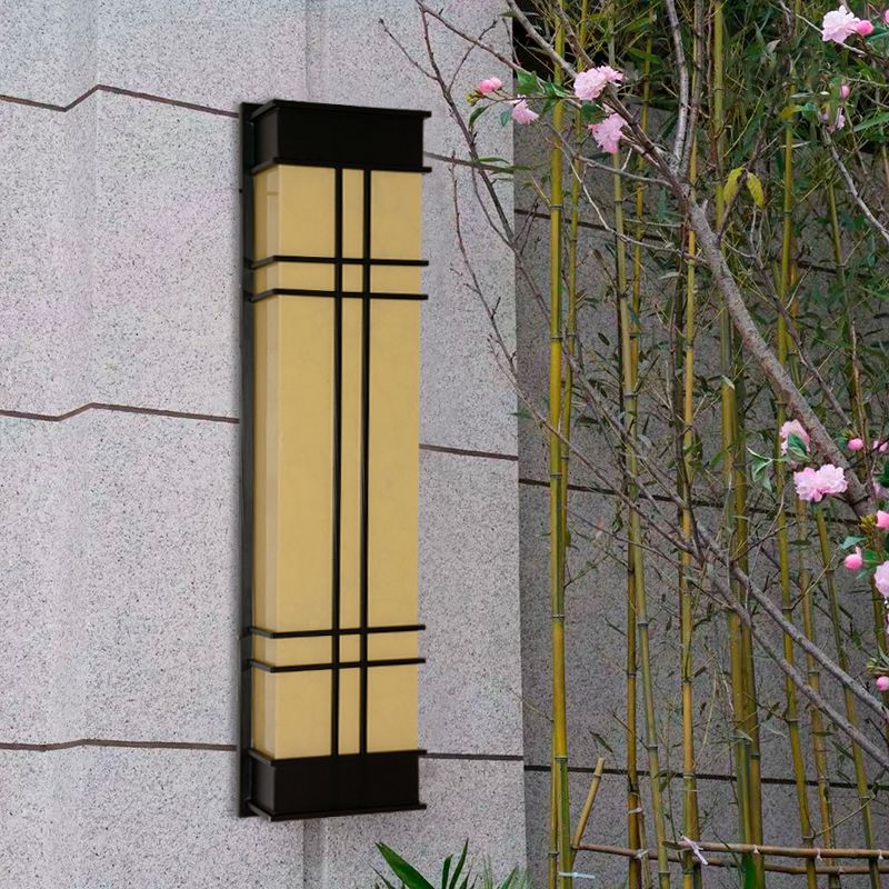 Modernist Wall Sconce Rectangular Outdoor Wall Light Fixture for Courtyard