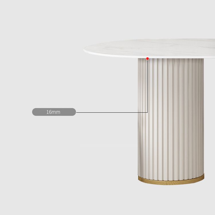 Metal Contemporary Oval Dining Table Sintered Stone Top Table for Home