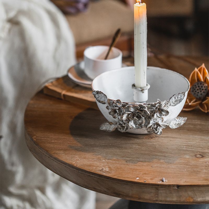 Rustic Corner Table Solid Wood Round Pedestal Side End Table