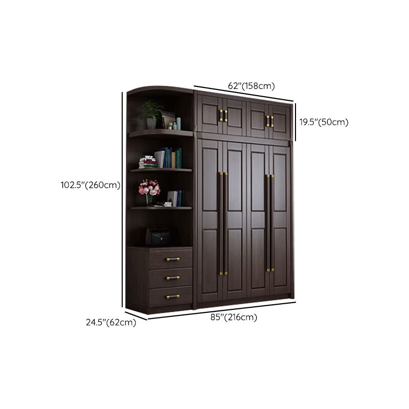 Traditional Style Wardrobe Closet Brown Wooden Wardrobe Cabinet