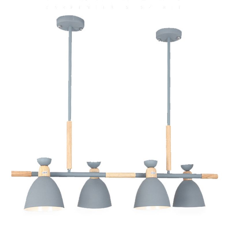 Metal Bowl Shape Chandelier Light Modern Style 4 Lights Chandelier Light Fixture in Gray