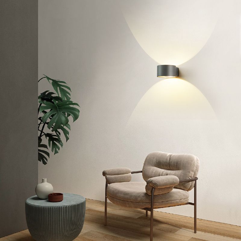 Half Cylinder Metal Wall Light Modern Style 2 Lights Wall Mounted Light Fixture