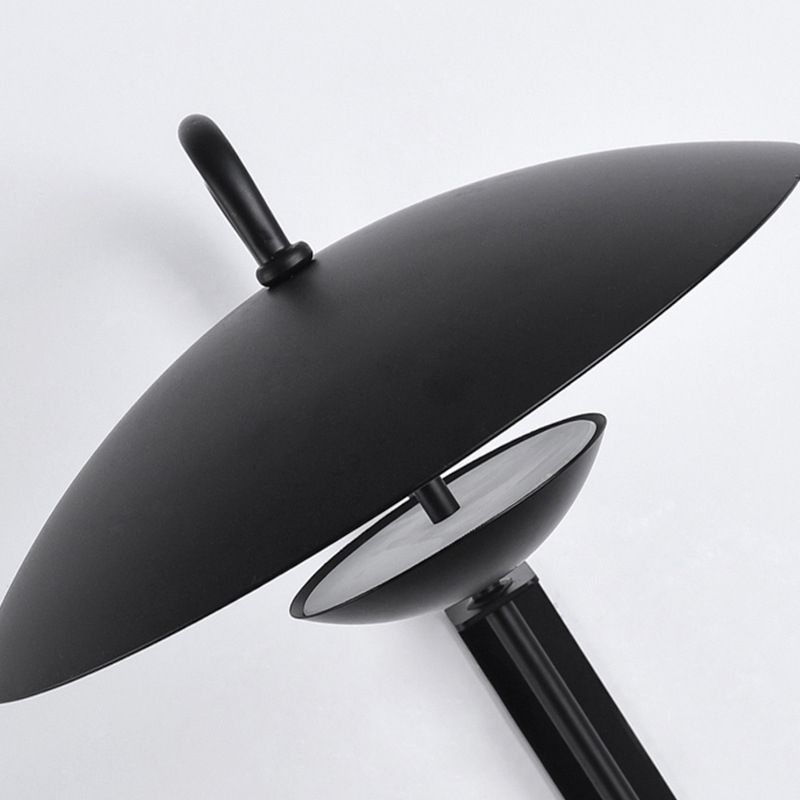 Modern Swing Arm Wall Sconce Circle Shape Wall Light with Metal Shade for Bedroom