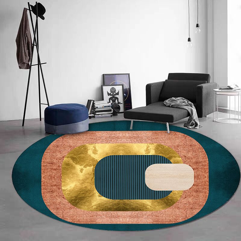Green Black Graphic Rug Polyester Modern Rug Non-Slip Backing Rug for Living Room