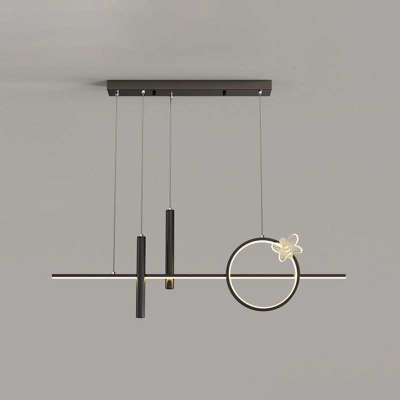 Contemporary Island Light Linear Metal 4 Light Island Chandelier Lights