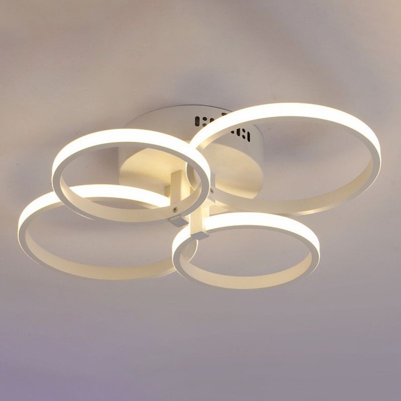 White Loop Forgiato Semiflush Light Minimalism LED Aluminum Soffitto Luce per Bedroom