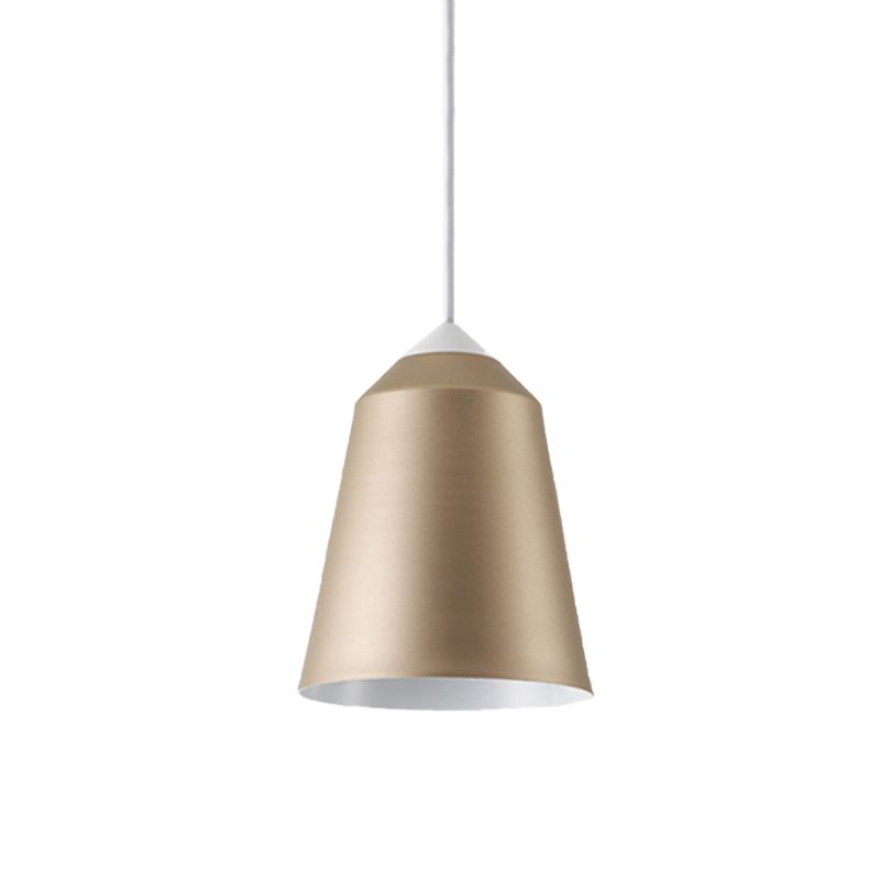 Iluminación colgante de campana metal minimalista 1 luz blanca/azul/dorada de techo colgante