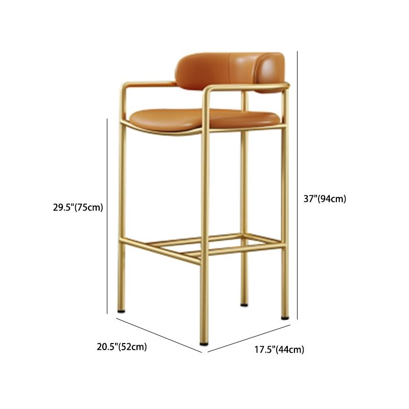 Glam Style Armed Bar Stools Fabric Low Back Barstool for Restaurant