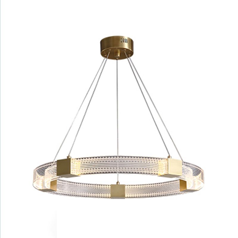 Simple Led Chandelier Light Fixtures Ring Shape Hanging Chandelier with Acrylic Shade