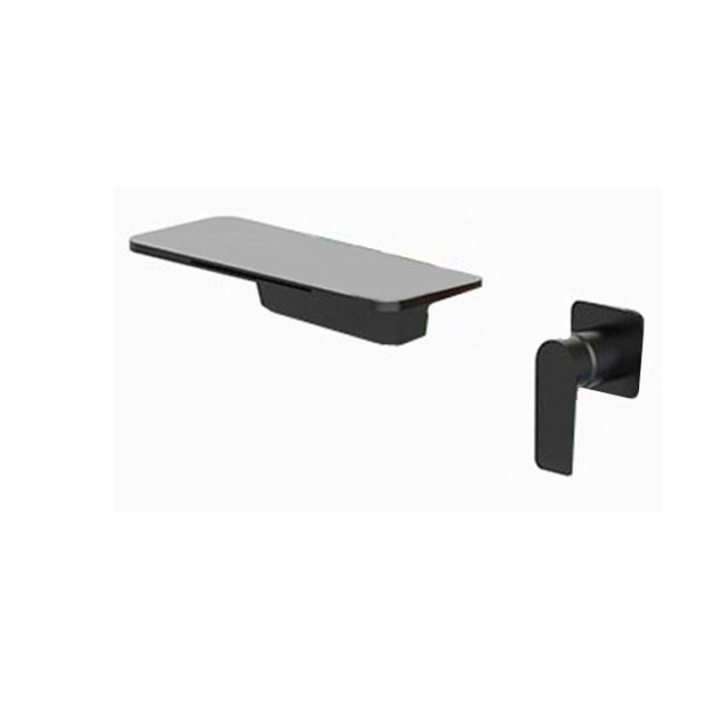 Sink Faucet Wall Mount Waterfall Spout 2 Holes Lever Handle Bathroom Faucet