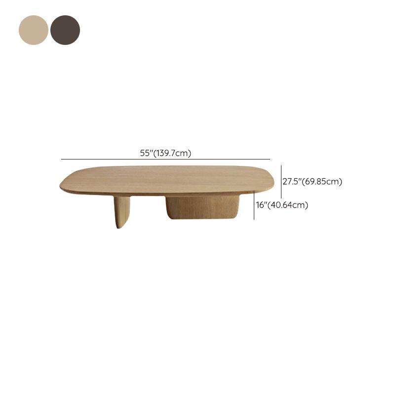 Modern Elliptical Pine Wood Coffee Cocktail Table with 2 Legs