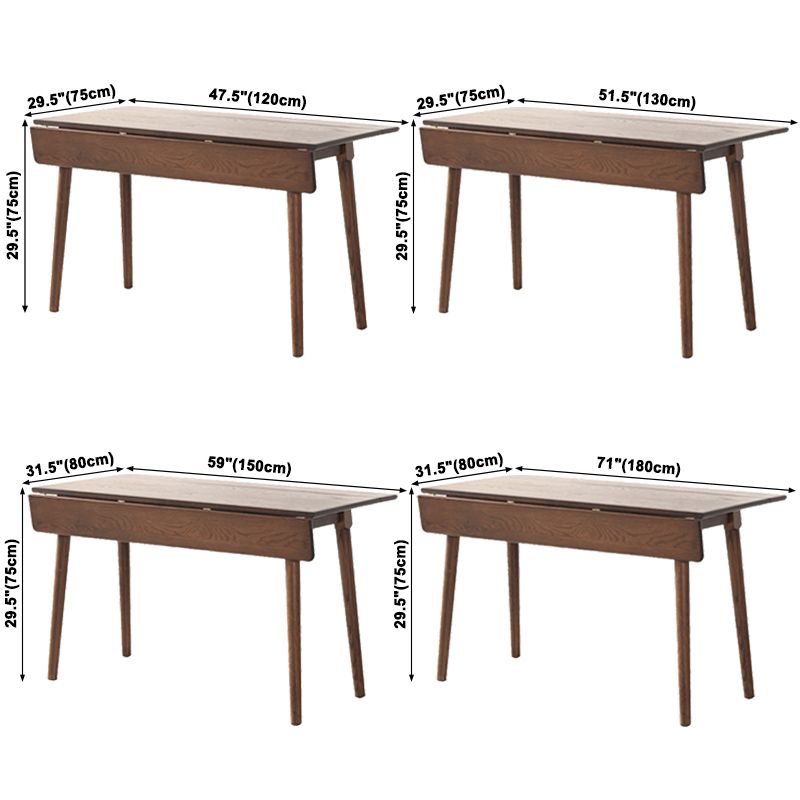 Rectangle White Oak Solid Wood Table Foldable Dining Table with 4 Legs for Restaurant