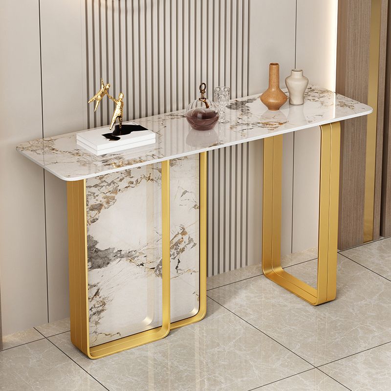 12 inch Wide Accent Table Rectangle Shape Stone Console Table for Hall