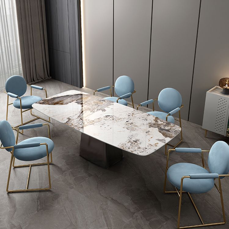 Metal Traditional Luxury Rectangular Table Sintered Stone Table