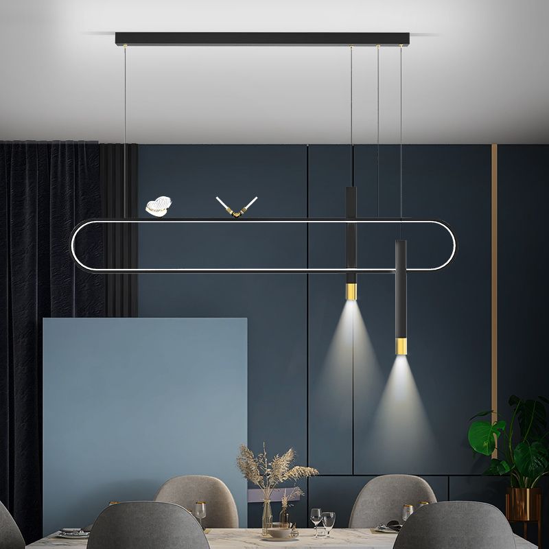 Linear Shape Island Lighting Ideas Contemporary Style Metal Island Pendants
