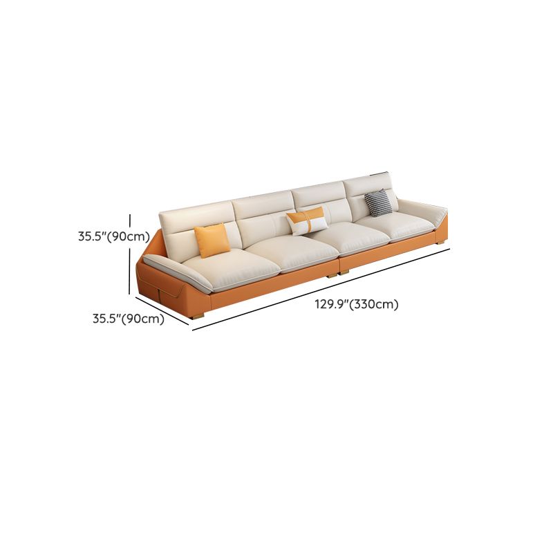Orange Sectional Sofa 35.43" Tall Faux leather Modular Sofa with Removable Cushions