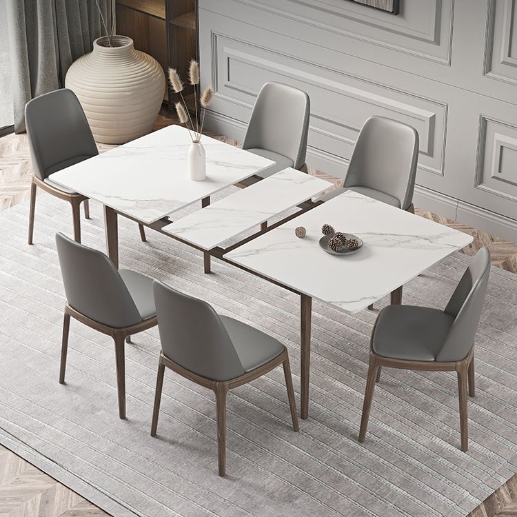 Nordic Extendable 1/4/5/7 Pieces Dining Set Sintered Stone Table with Leather Chairs