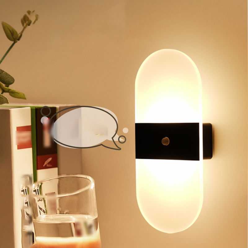 Modern Style Geometric Wall Sconce Lights Metal 1 Light Wall Mount Lighting in Black