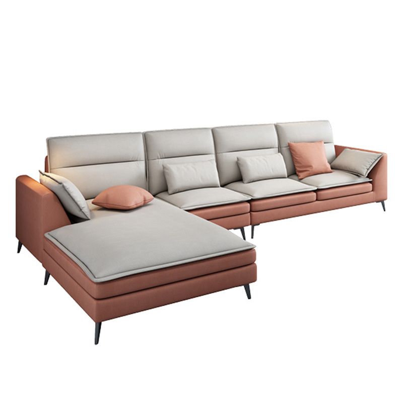 68" Wide Scandinavian Sectional Sofa Cushion Back 4 Pillows Sleeper Sectional