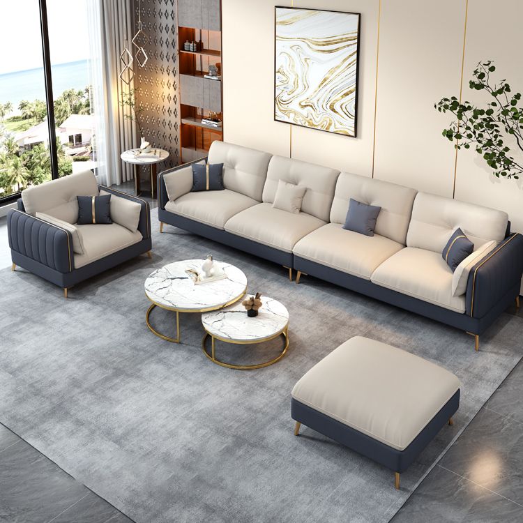 Divano in pelle finta beige con braccio incasso 30.7 "