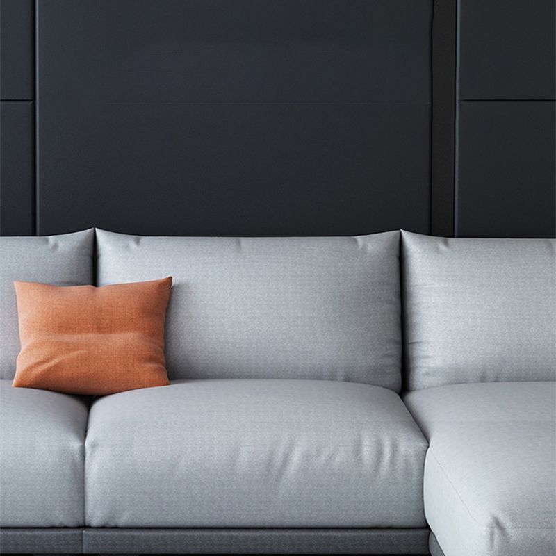 Square Arm Loose Back Sectional with Chaise Faux Leather 4-seater Sectional