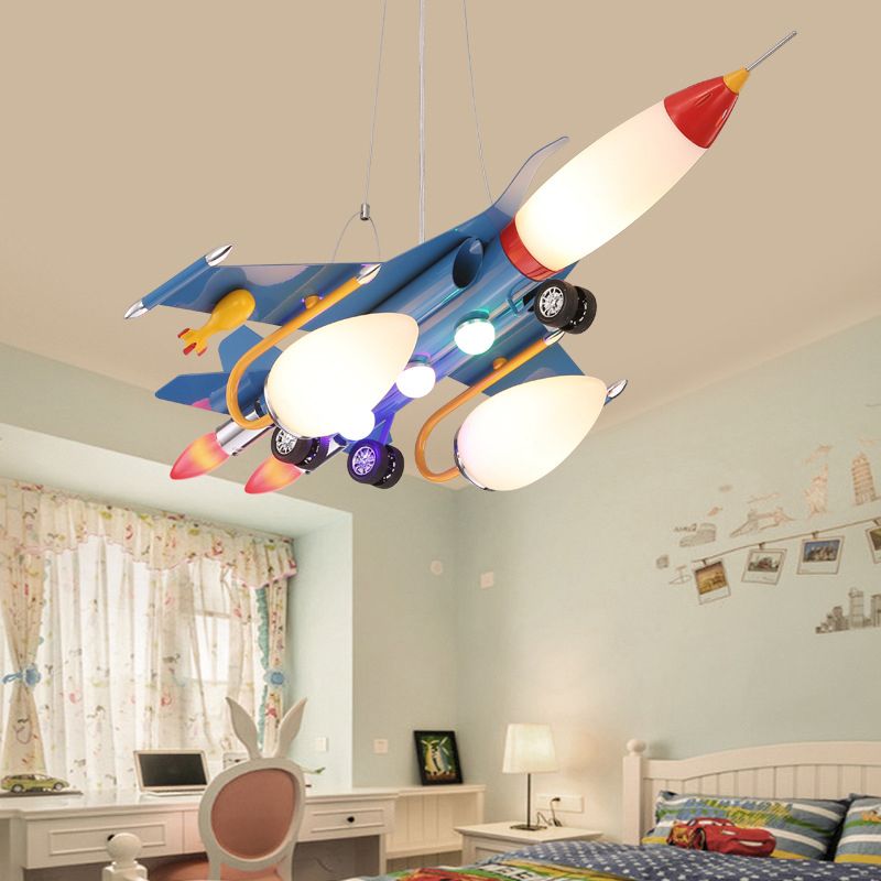 Rocket Aircraft Kids Room Pending Lighting ACRYLIC CREATIN CREARE PLAFIER CHANDELIER EN BLEU
