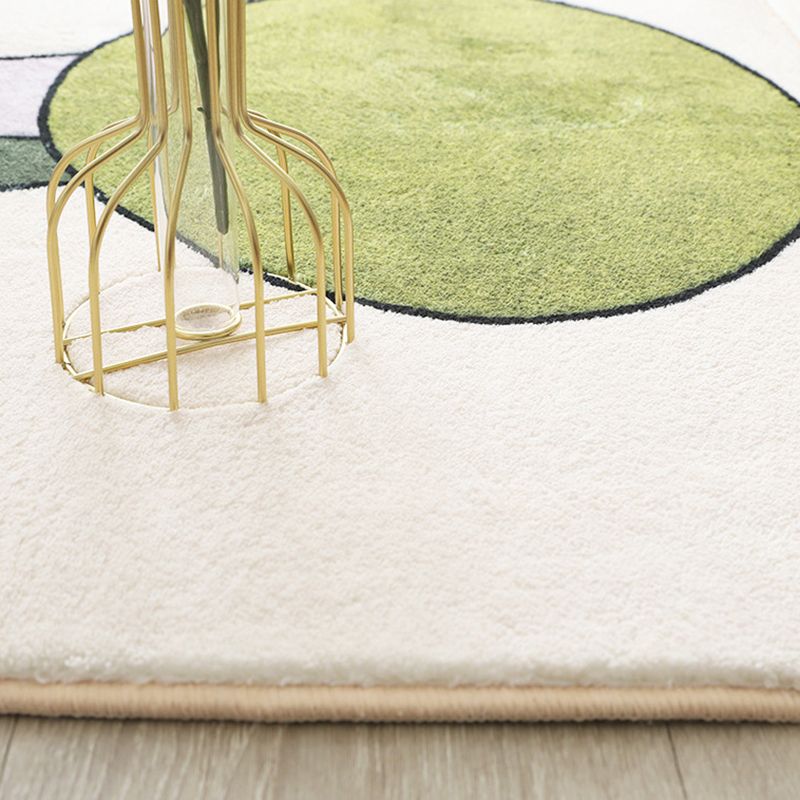 White Modern Rug Polyester Line Area Rug Stain Resistant Rug for Living Room