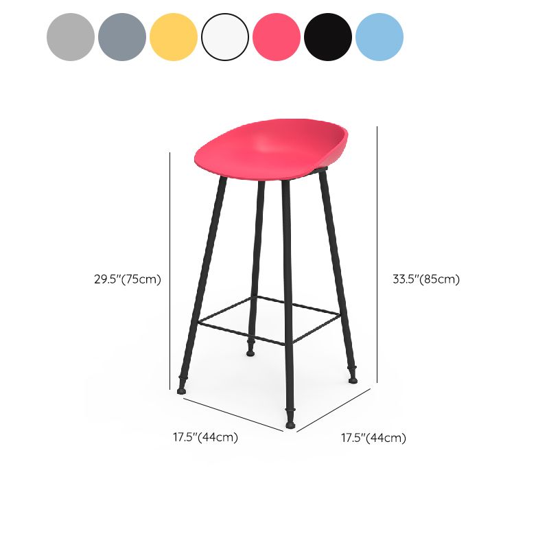 Luxurious Armless Counter High Stool Backrest Metal Bar Stool with Plastic Seat
