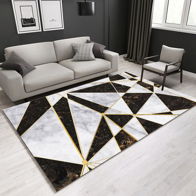 Retro Post-Modern Rug Multi Color Geometric Marble Print Rug Pet Friendly Stain Resistant Anti-Slip Rug for Room