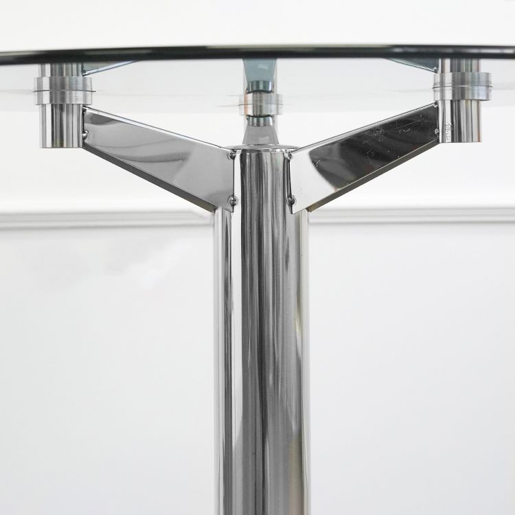 Round Tripod Dining Site Table Contemporary Tempered Glass Dinette Table