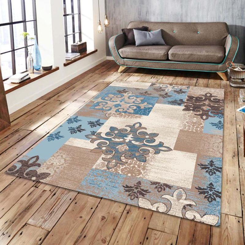 Modern Living Room Area Rug Multi Colored Geometric Rug Synthetics Non-Slip Washable Stain Resistant Indoor Rug