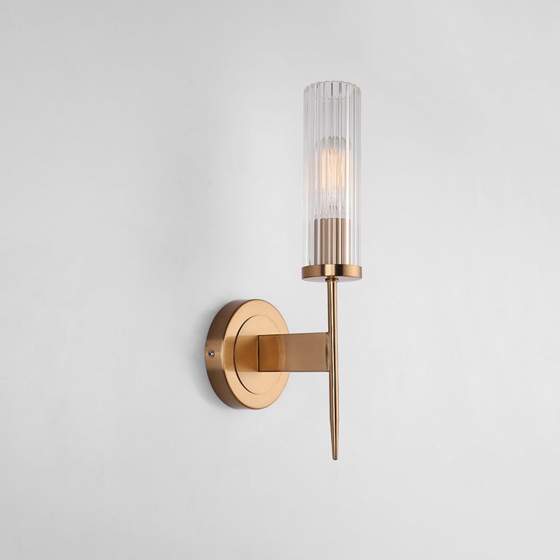 Lampe murale simple en verre en or dans la lumière murale cylindrique en fer moderne pour les espaces intérieurs