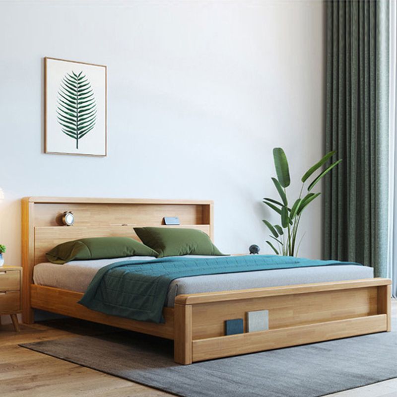 Traditional Panel Bed with Storage 38.58" High Brown Rubberwood Bed