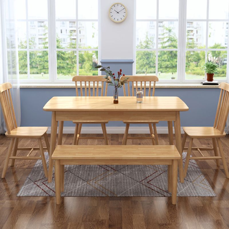 Rubberwood Dining Table Modern Rectangle Dining Table for Kitchen