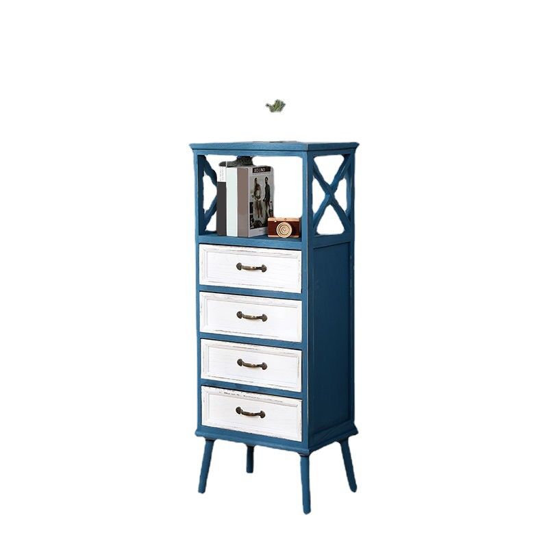 Contemporary Wood Accent Chest with Drawers and Shelf 12.59" Wide