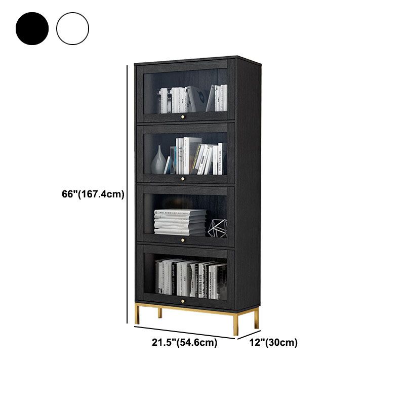 Glam Manufactured Wood Standard Bookcase Vertical Bookcase with Glass Doors